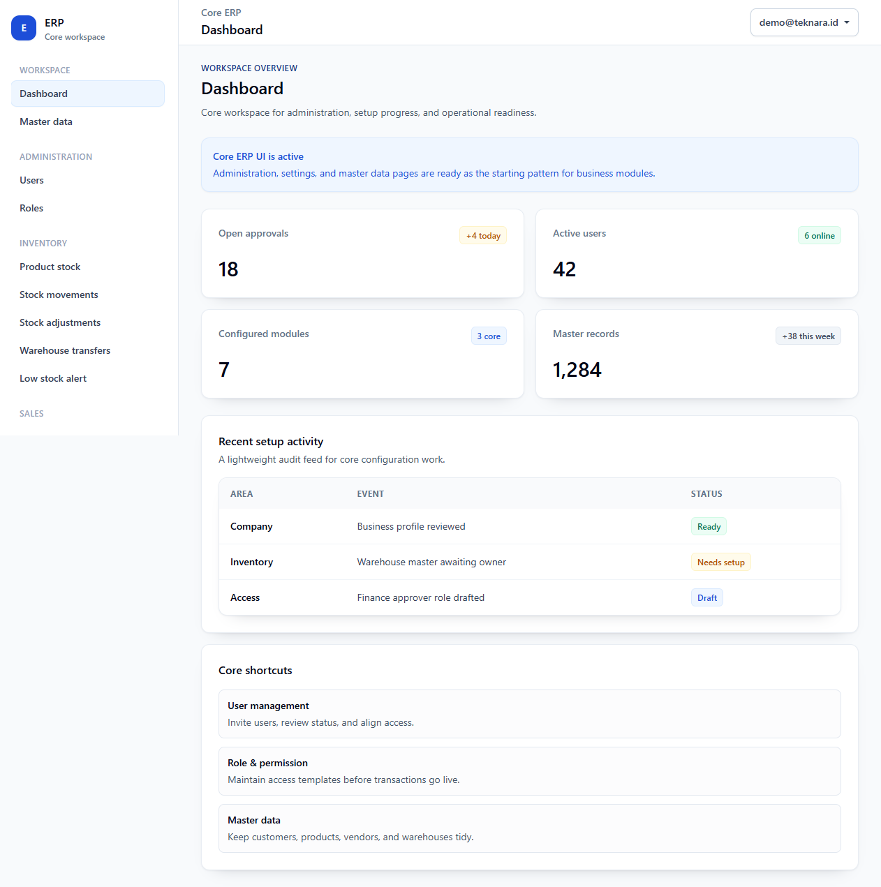 ERP Web App — Enterprise Resource Planning yang dikembangkan oleh Teknara